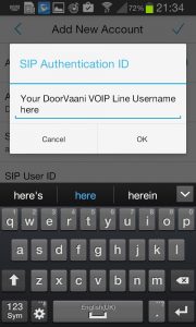 Enter SIP Authentication ID