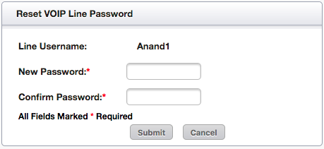 Reset VOIP Line Password page