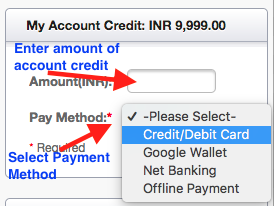 Account Credit Amount and Payment Method