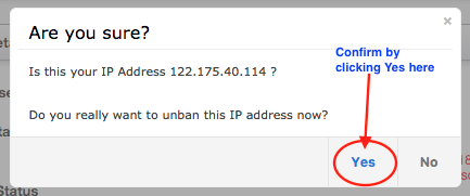 IP Address Unban Confirm