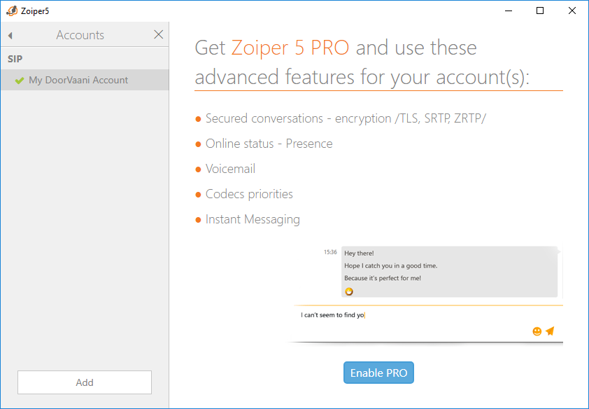 ZoiPer Account Name