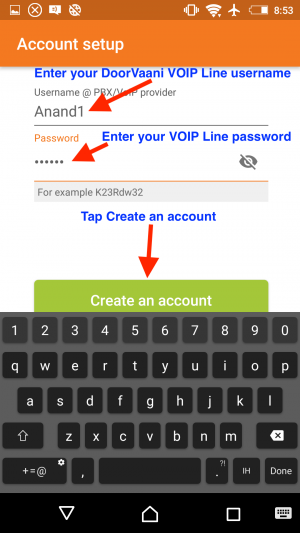 VOIP Line username and password
