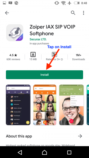 Google Play Store Zoiper App