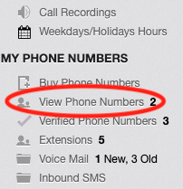 View Phone Numbers Menu
