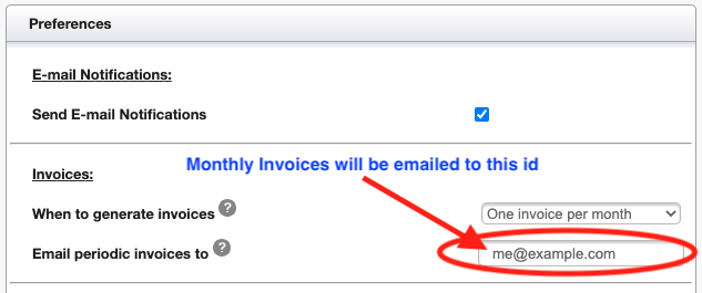 Invoices Emailing ID