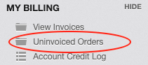 Uninvoiced Orders Menu