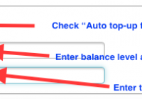 Auto top-up setup options