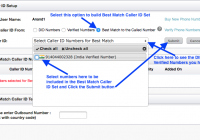 Caller ID Set Up Page with Best Match Caller ID Option