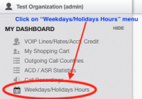 Weekdays/Holidays Hours Menu
